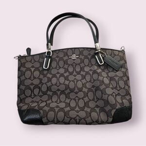 Coach KELSEY SATCHEL IN SIGNATURE CANVAS Dark Gray logo SMALL bag